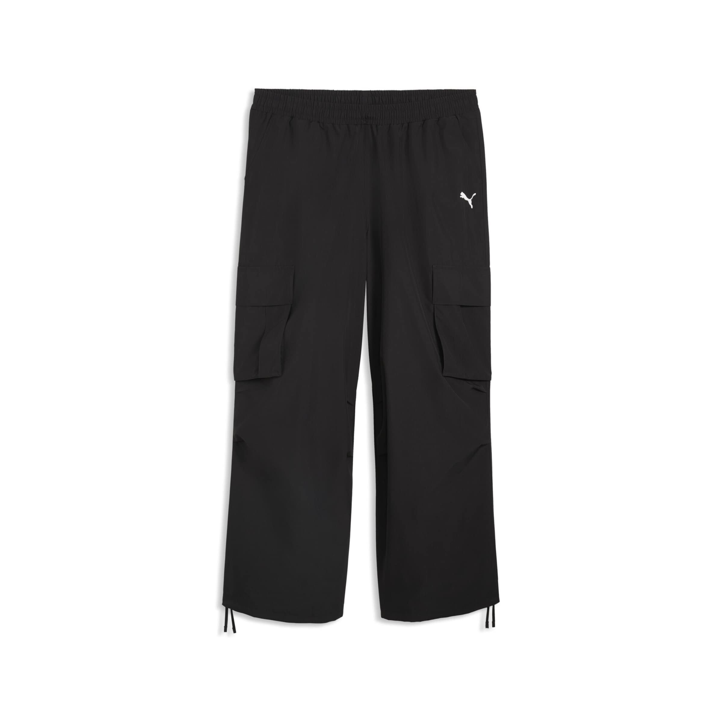 PUMA Wide leg Sportbroek 'Essentials Extreme' in Zwart: voorkant