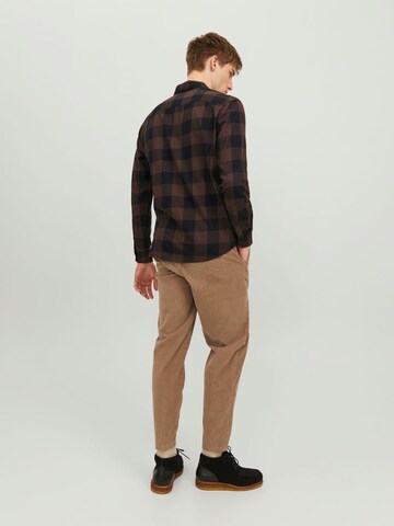 JACK & JONES Regular fit Overhemd 'JJEGingham' in Bruin