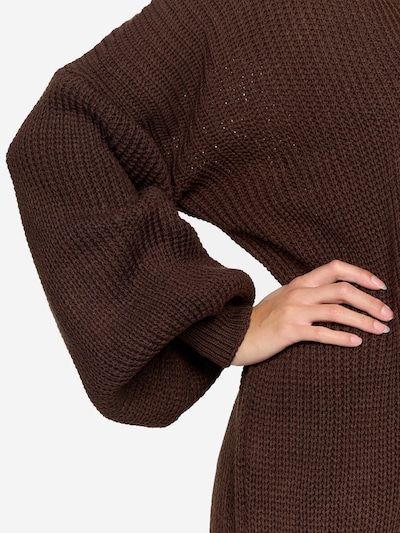 Elara Lang cardigan i mørkebrun, Produktvisning