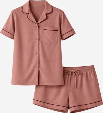 LEAFLETIC Pyjamabroek 'Leafletic Women’s Night Wear Short Set' in Bruin: voorkant