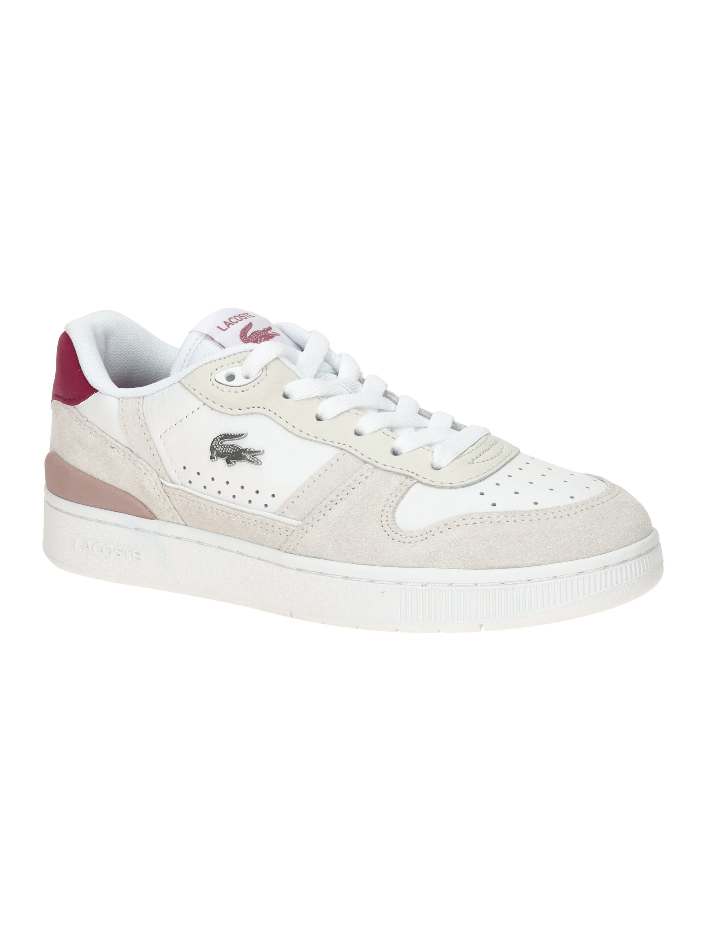 LACOSTE Sneakers 'Lacoste T-Clip Set Schuhe Sneakers weiß pink Damen 0038' in White: front