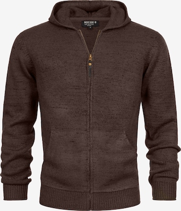 INDICODE JEANS Gebreid vest ' Gage ' in Bruin: voorkant