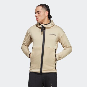 ADIDAS TERREX Skinny Athletic Fleece Jacket in Beige: front
