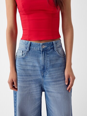 Bershka Wide leg Jeans in Blauw