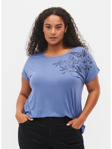 Zizzi Shirt 'Tora' in Blauw: voorkant