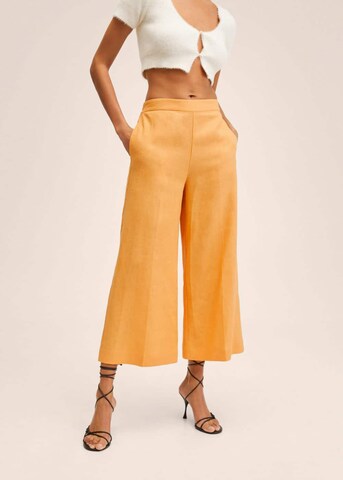 MANGO Wide leg Pleated Pants 'Lote' in Orange: front