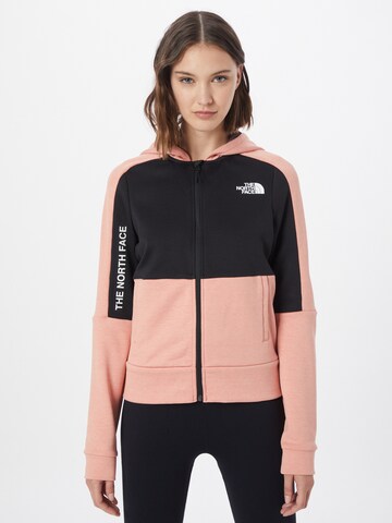 THE NORTH FACE - Sudadera con cremallera deportiva en rosa: frente