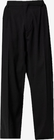 juoda VAMOS CLO Plačios klešnės Kelnės su kantu 'Wisteria': priekis