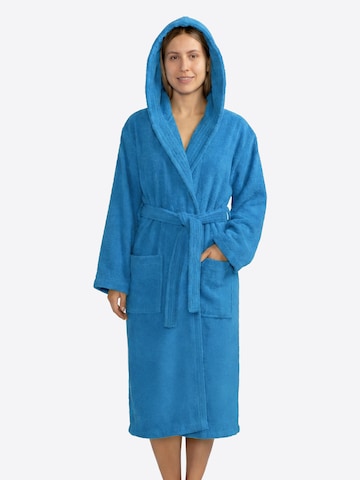 celodoro Long Bathrobe 'Home & Spa Collection' in Blue: front