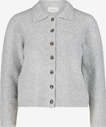Cartoon Strick-Cardigan mit Kragen in Grau: Vorderseite