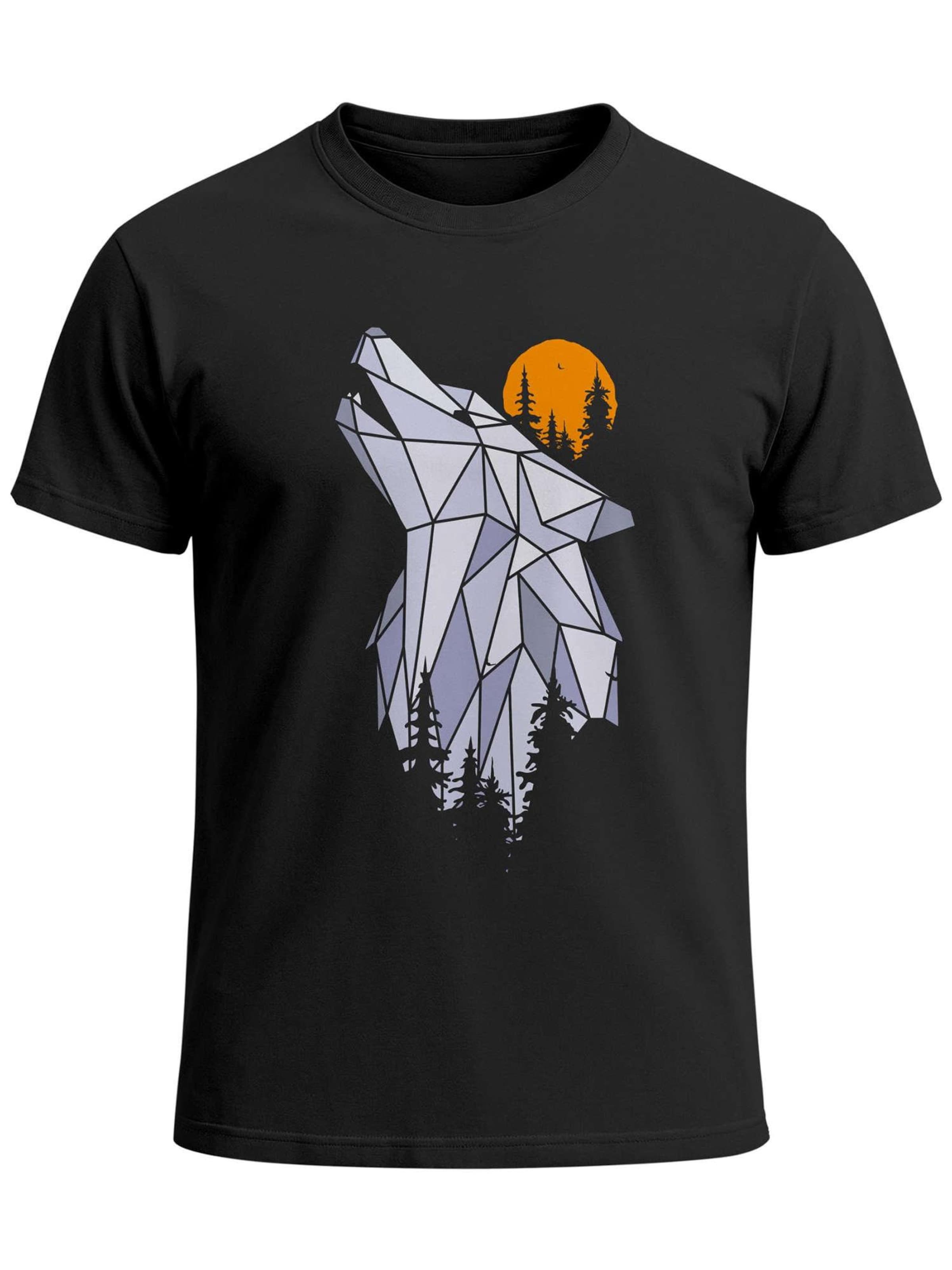 Neverless Shirt 'Polygon Wolf' in Black: front
