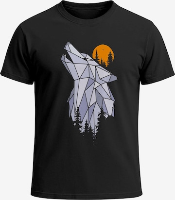 Neverless Shirt 'Polygon Wolf' in Black: front