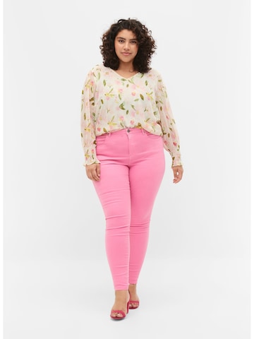 Zizzi Slimfit Jeans 'AMY' in Roze