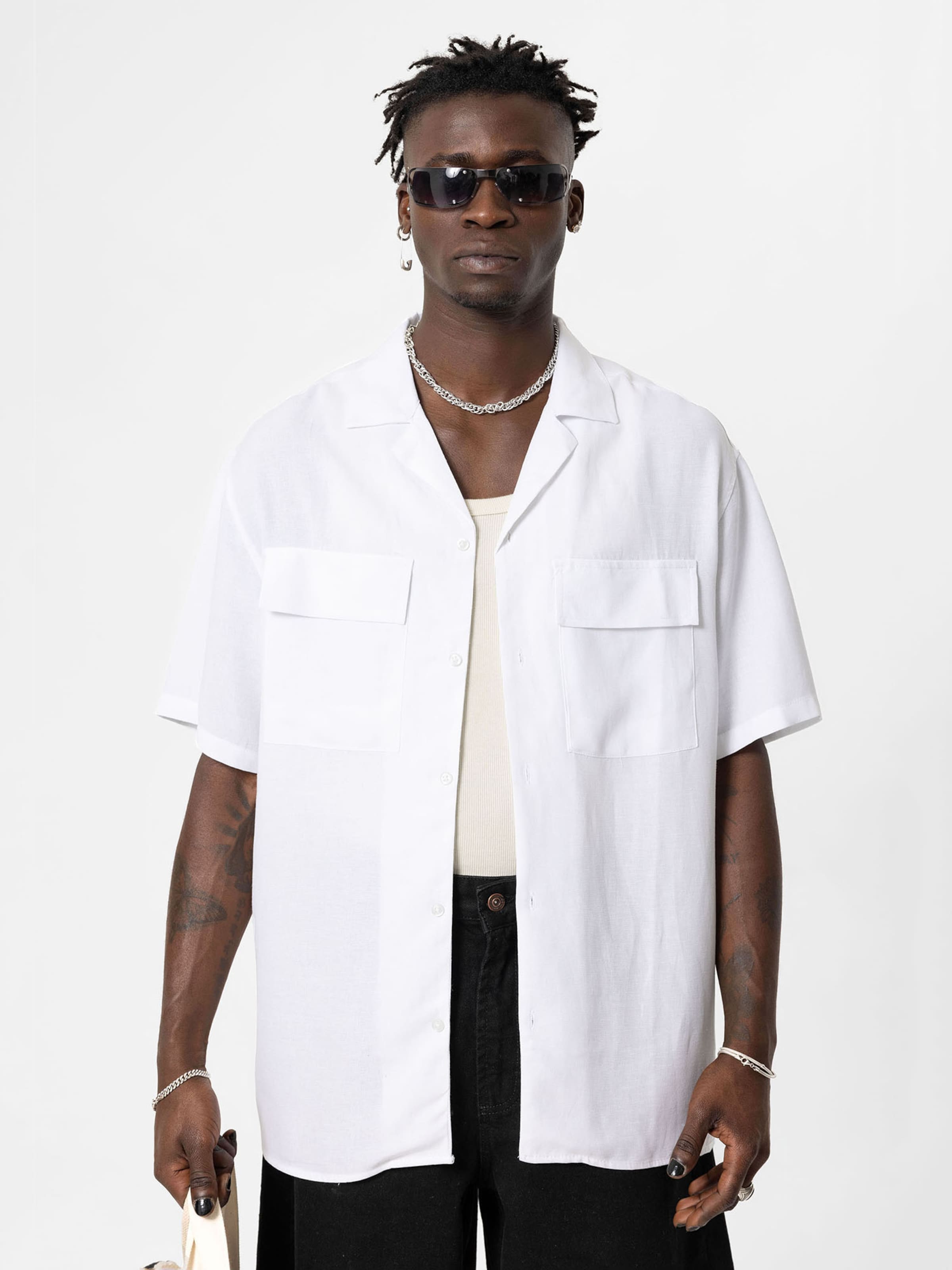 VAMOS CLO Comfort Fit Cămașă 'Athens' pe Alb ABOUT YOU