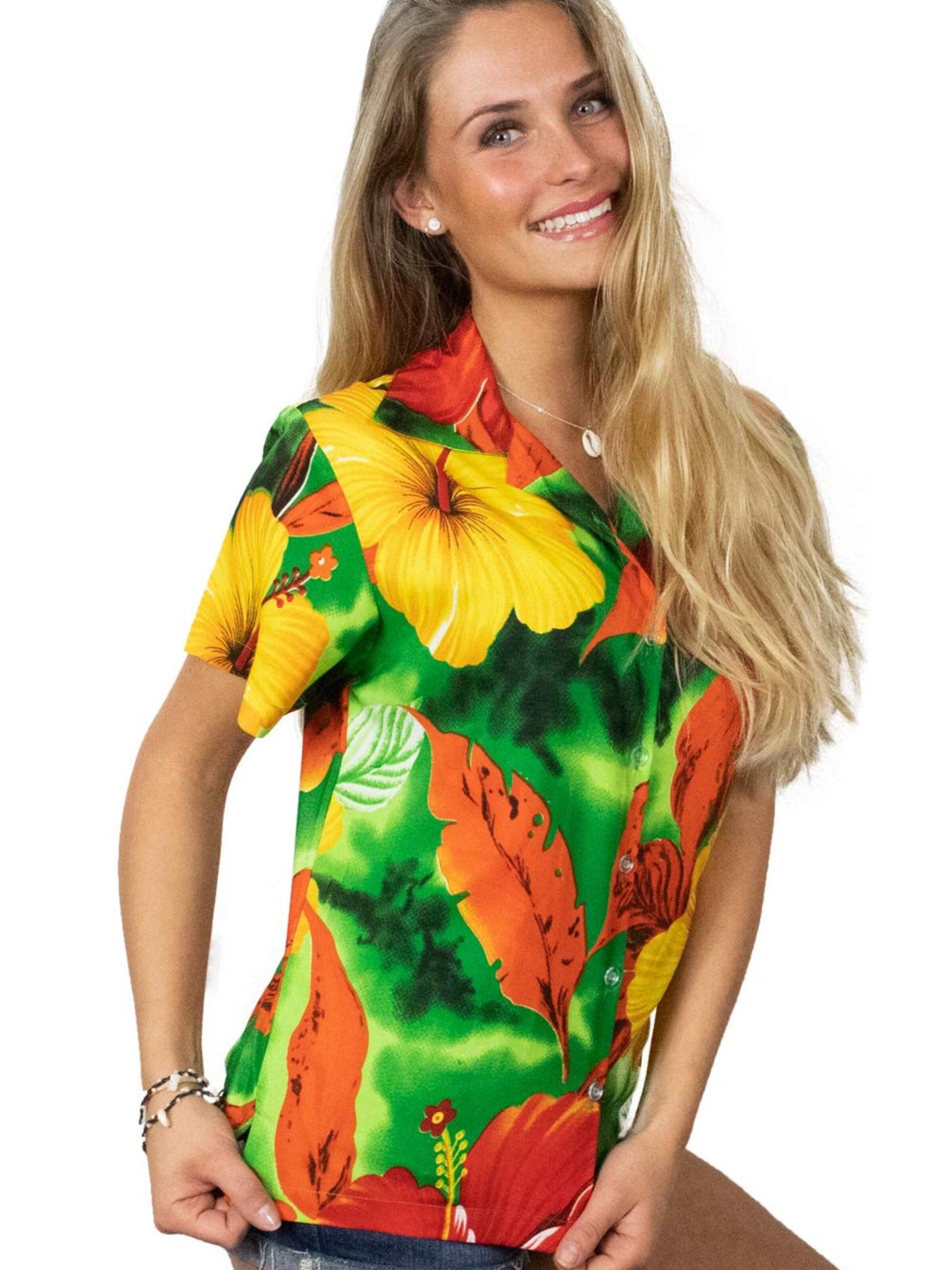 King Kameha Bluse 'Big Flower'‌‌‌‌‌‌‌‌ in Grün