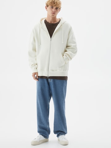 Pull&Bear Zip-Up Hoodie in White