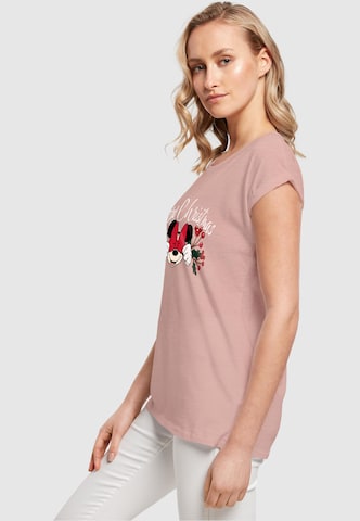 ABSOLUTE CULT T-Shirt 'Minnie Mouse - Christmas Holly' in Beige