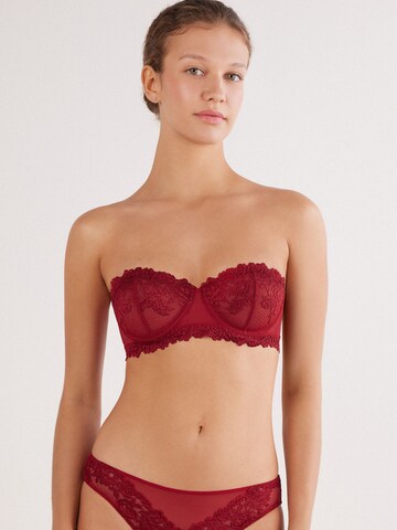 INTIMISSIMI Bandeau Bra 'Pretty Flowers' in Red: front