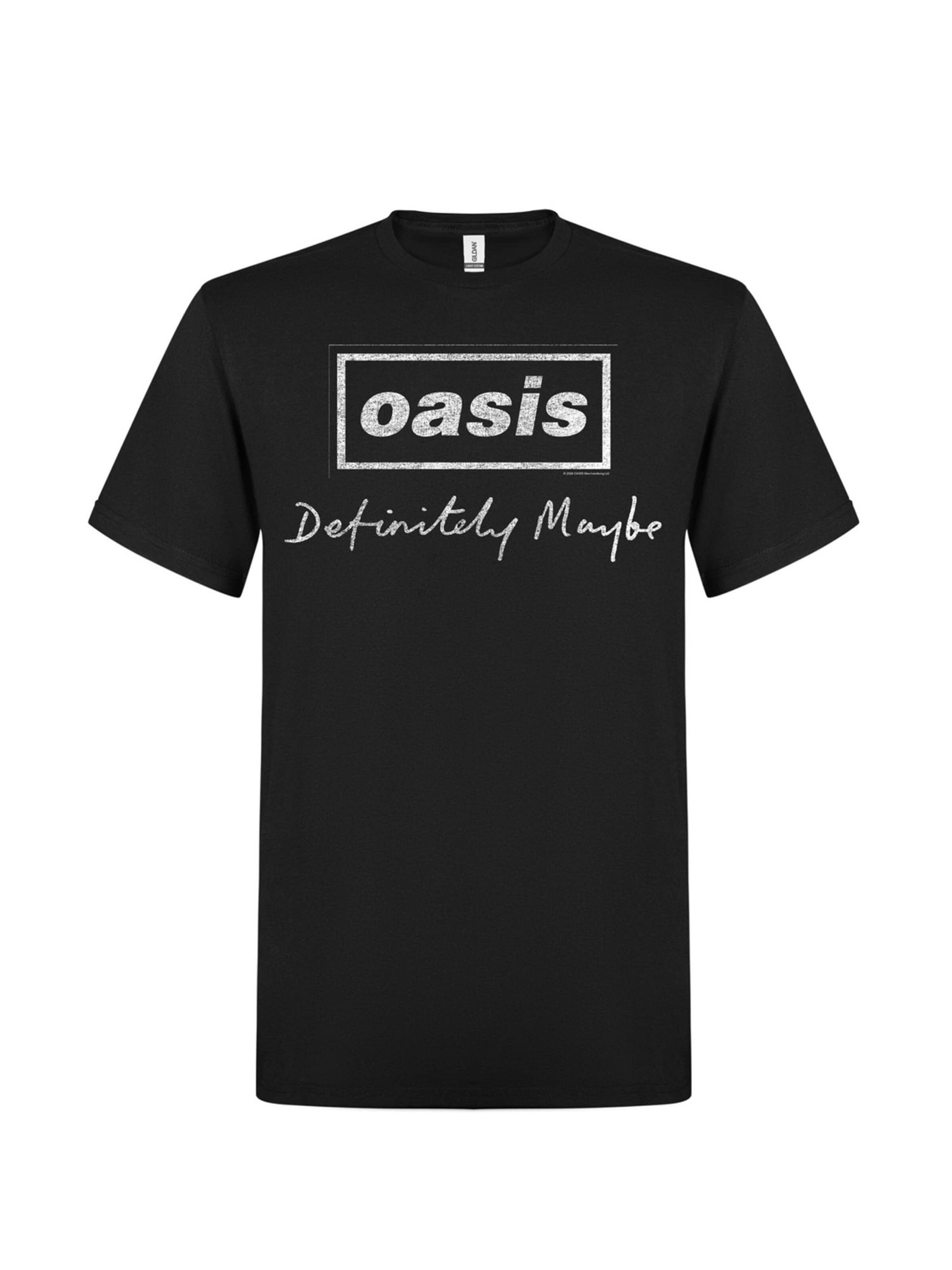 Oasis Shirt 'Oasis- Definitely Maybe Script'‌‌‌‌‌‌‌‌‌‌ in Schwarz: Vorderseite