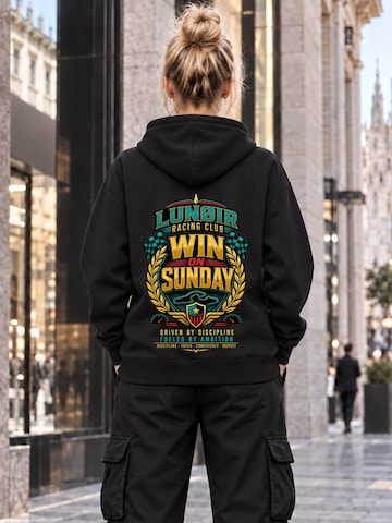 LUNØIR Studio Tréning póló 'Win on Sunday' - fekete