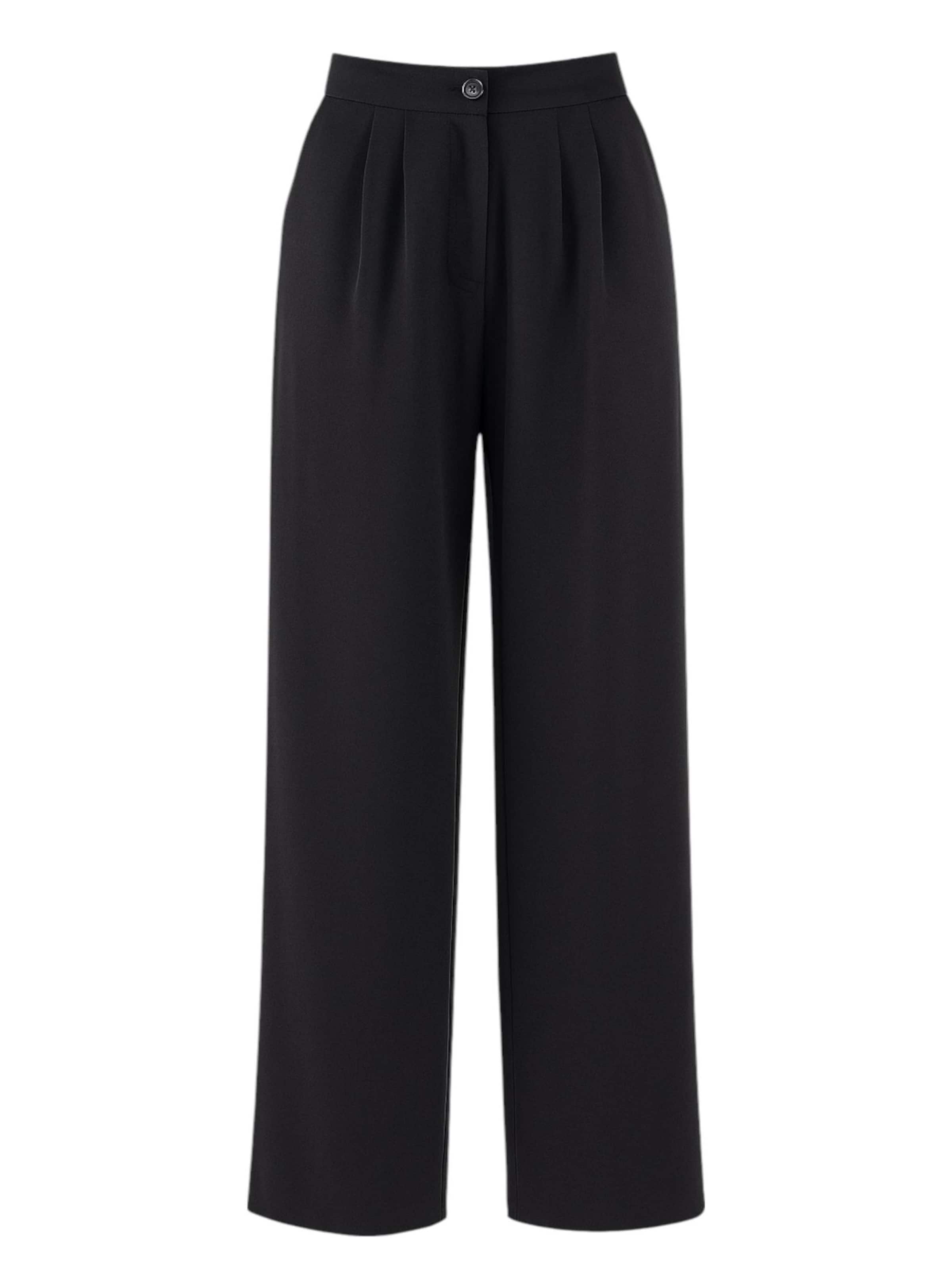 Wide leg Pantaloni con pieghe 'ALYA' di fashionshowcase in nero: frontale