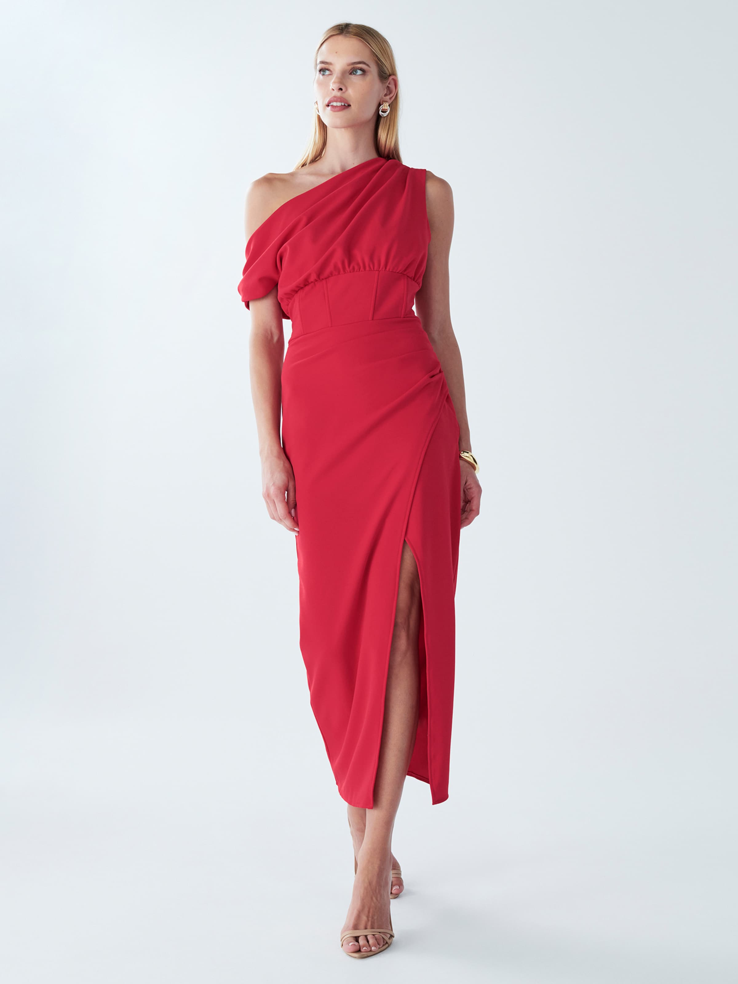 Robe Rouge LMV 'Myrtille' - Taille 38-40 - Neuf Sans étiquettes - Bretelles, Longueur Genou