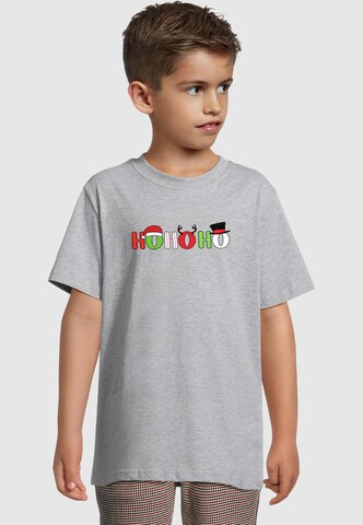 Merchcode T-Shirt 'Christmas Ho Ho Ho' in Grau: Vorderseite