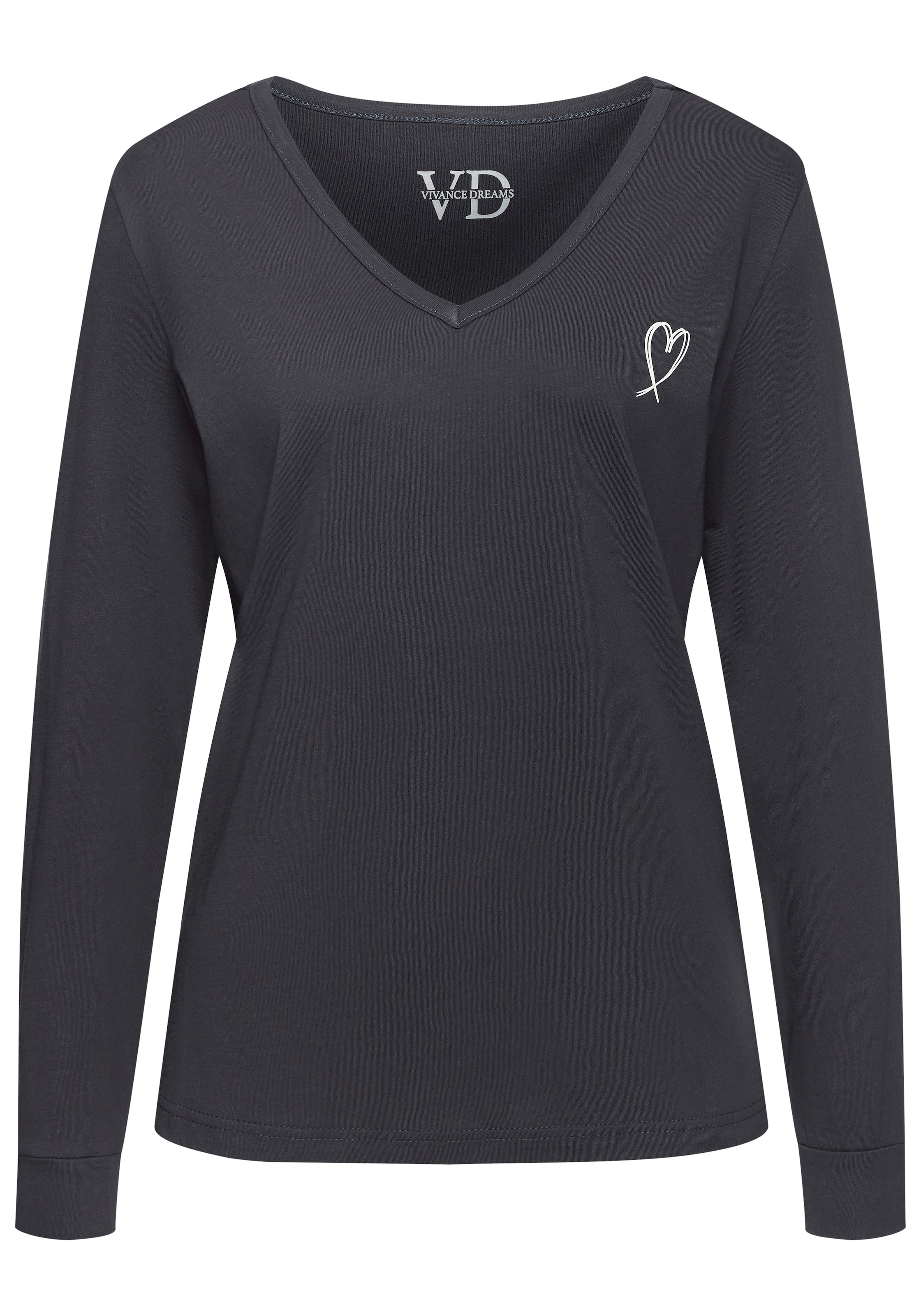 VIVANCE Μπλουζάκι ύπνου 'Dreams' σε γκρι: μπροστά