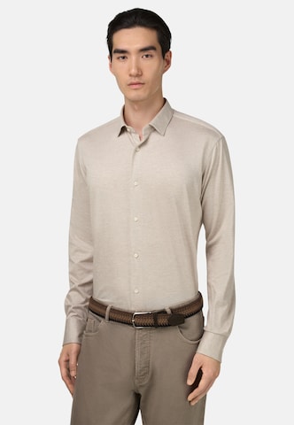 Coupe regular Chemise 'B Jersey' Boggi Milano en beige : devant