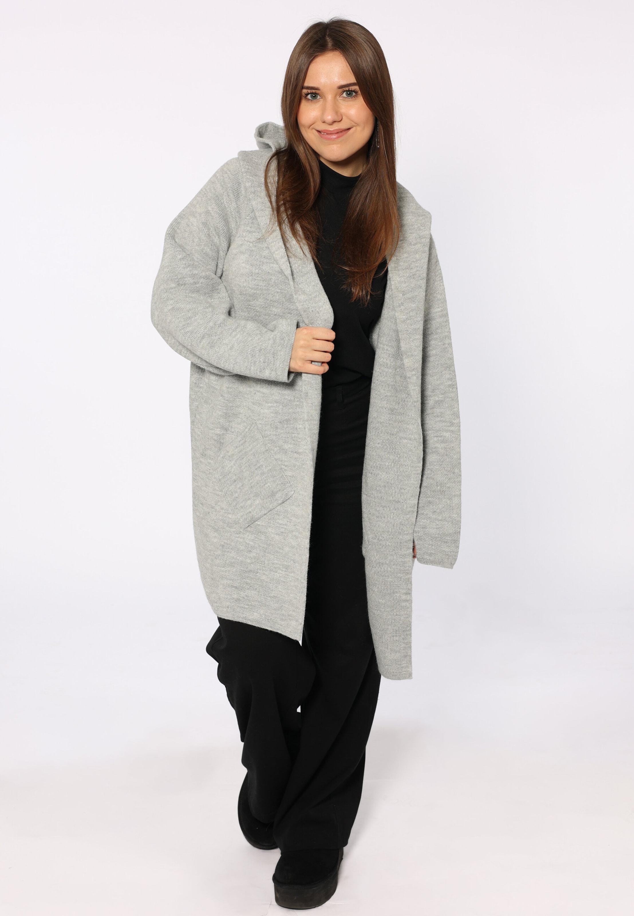 Zwillingsherz Fleece Jacket in Grey: front