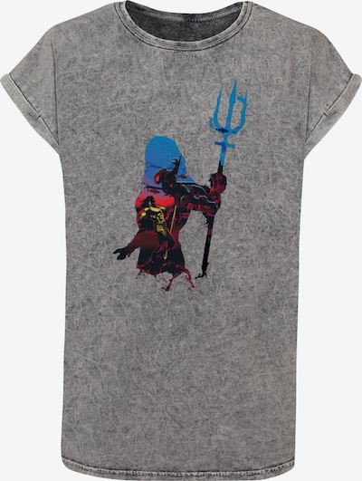 ABSOLUTE CULT T-Shirt 'Aquaman - Battle Silhouette' in blau / graumeliert / dunkelrot / schwarz, Produktansicht
