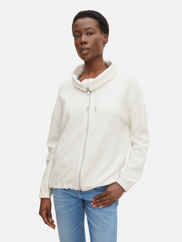 TOM TAILOR Zip-Up Hoodie in White: front