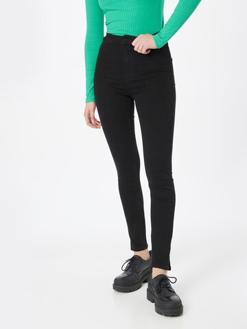 PIECES Skinny Jeans 'SANNI' in Zwart: voorkant