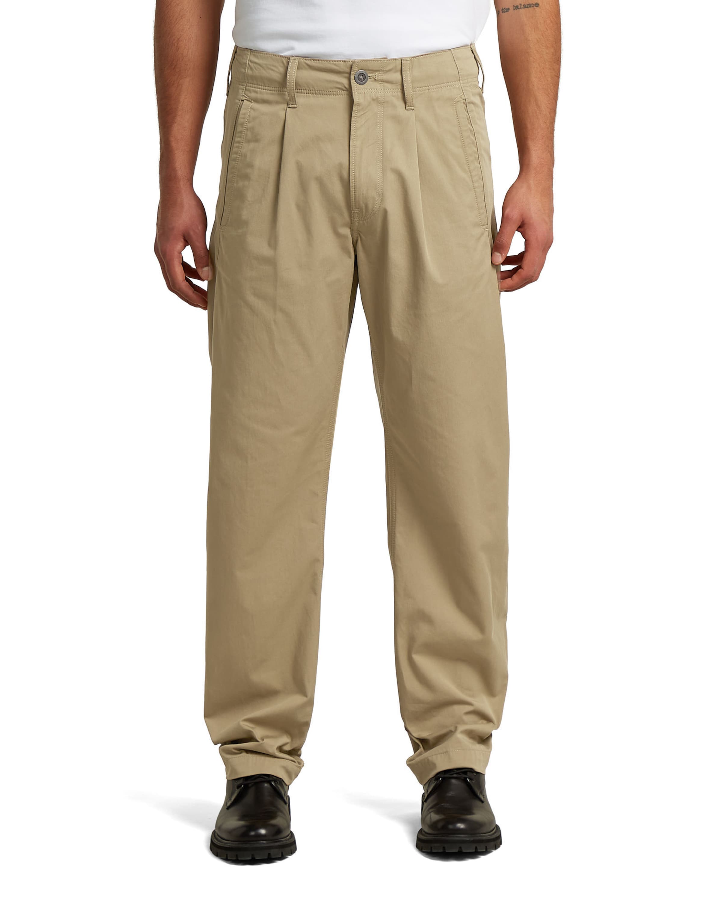 G-STAR Tapered Chino 'Pleated Loose Tapered Chino' in Beige: voorkant