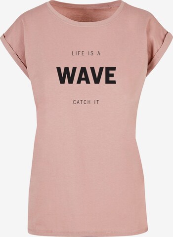 Merchcode Shirt 'Summer - Life Is A Wave' in Pink: predná strana
