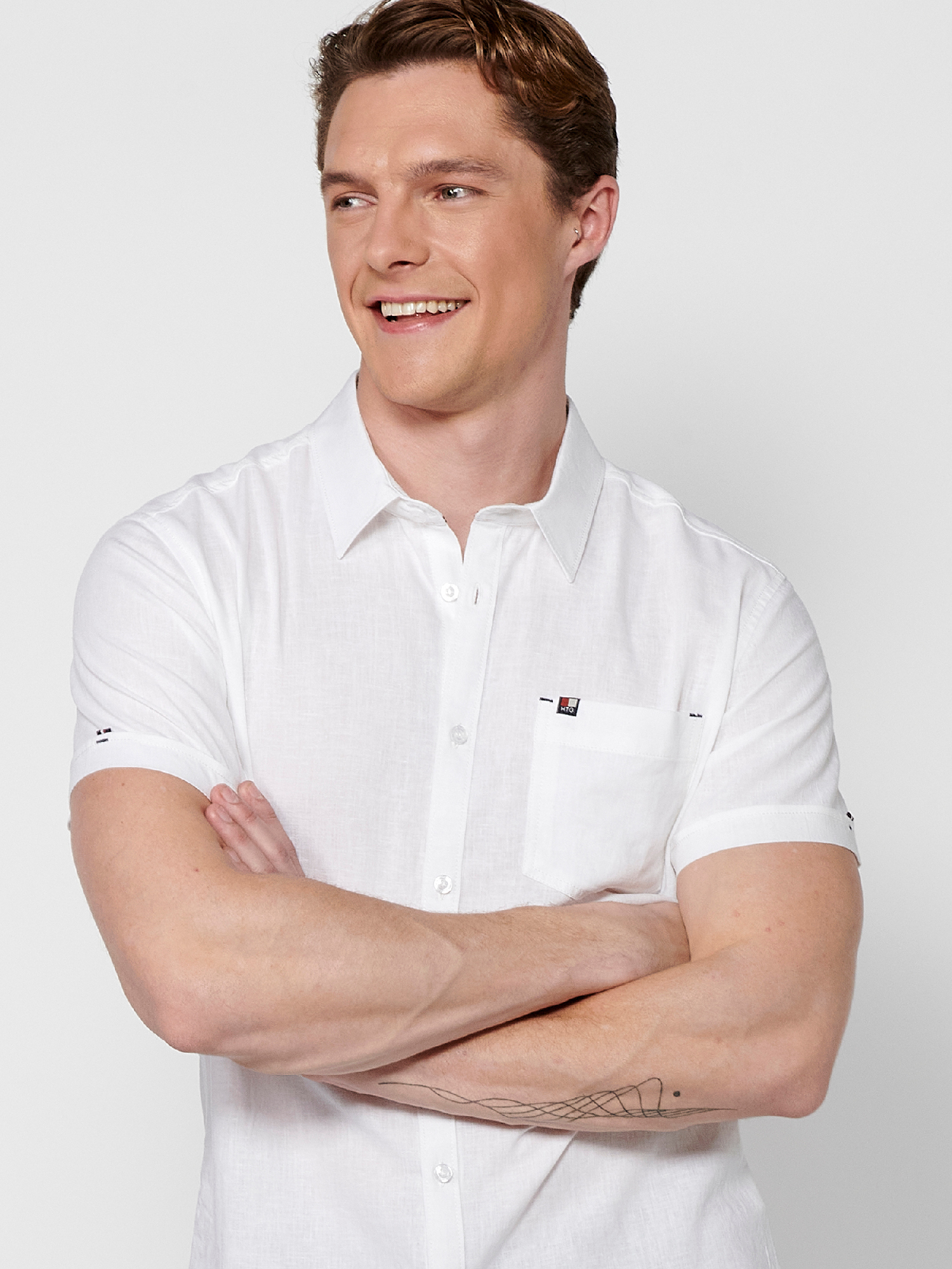 KOROSHI Regular fit Button Up Shirt in White
