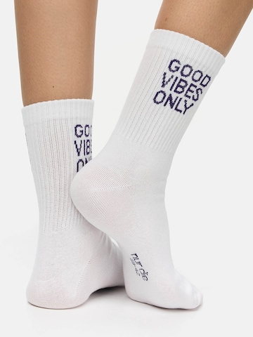 Nur Die Freizeitsocken ' Statement Socken mit Stickerei ' in Lila