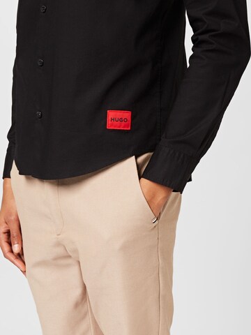 HUGO Red - Slim Fit Camisa 'Ermo' em preto