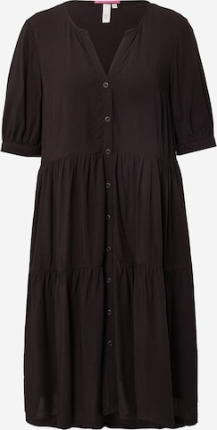 Robe-chemise QS en noir : devant