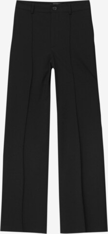 Pull&Bear Regular Pleated Pants in Black: front