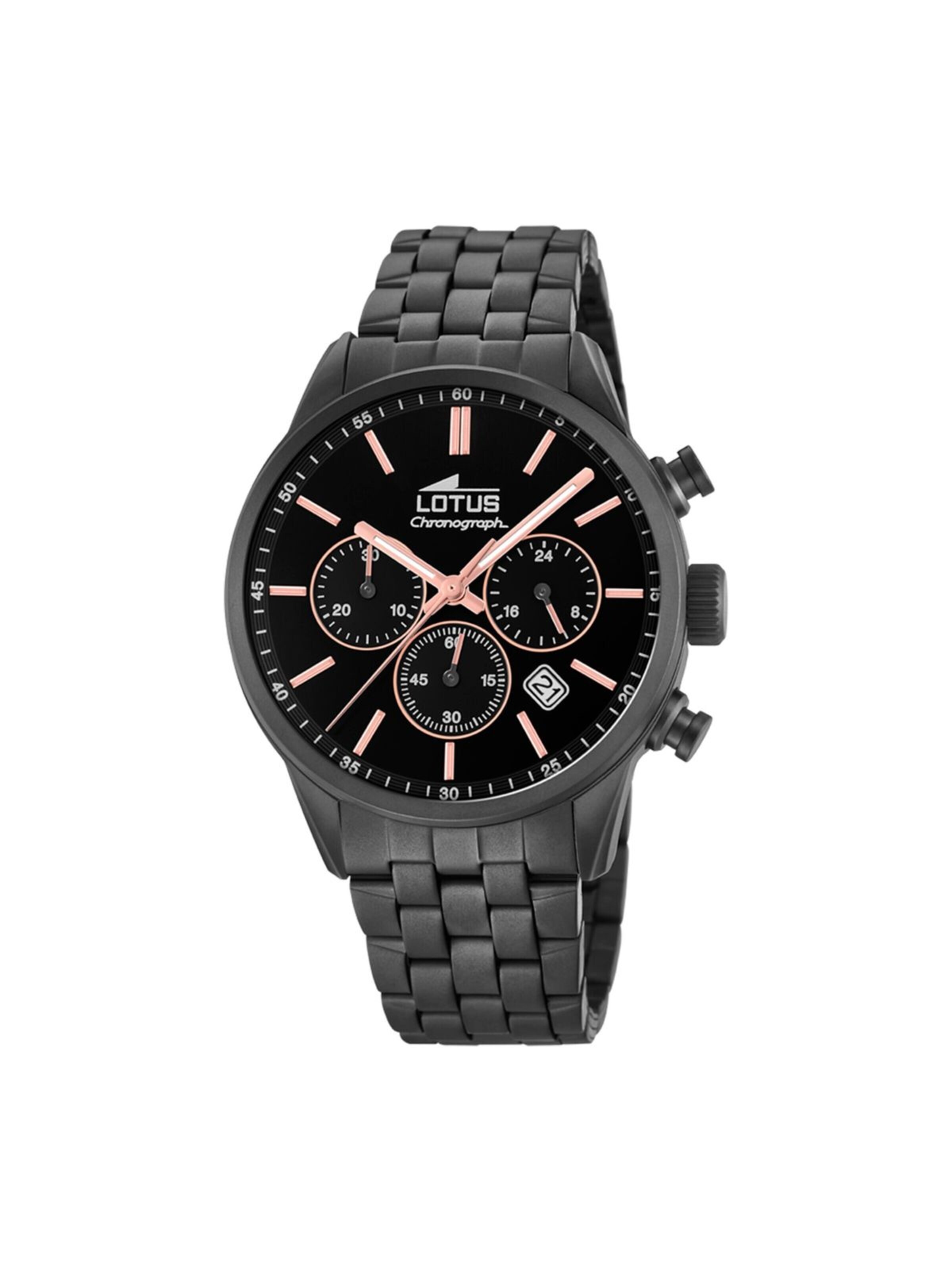 Lotus Analoog horloge in Zwart: voorkant