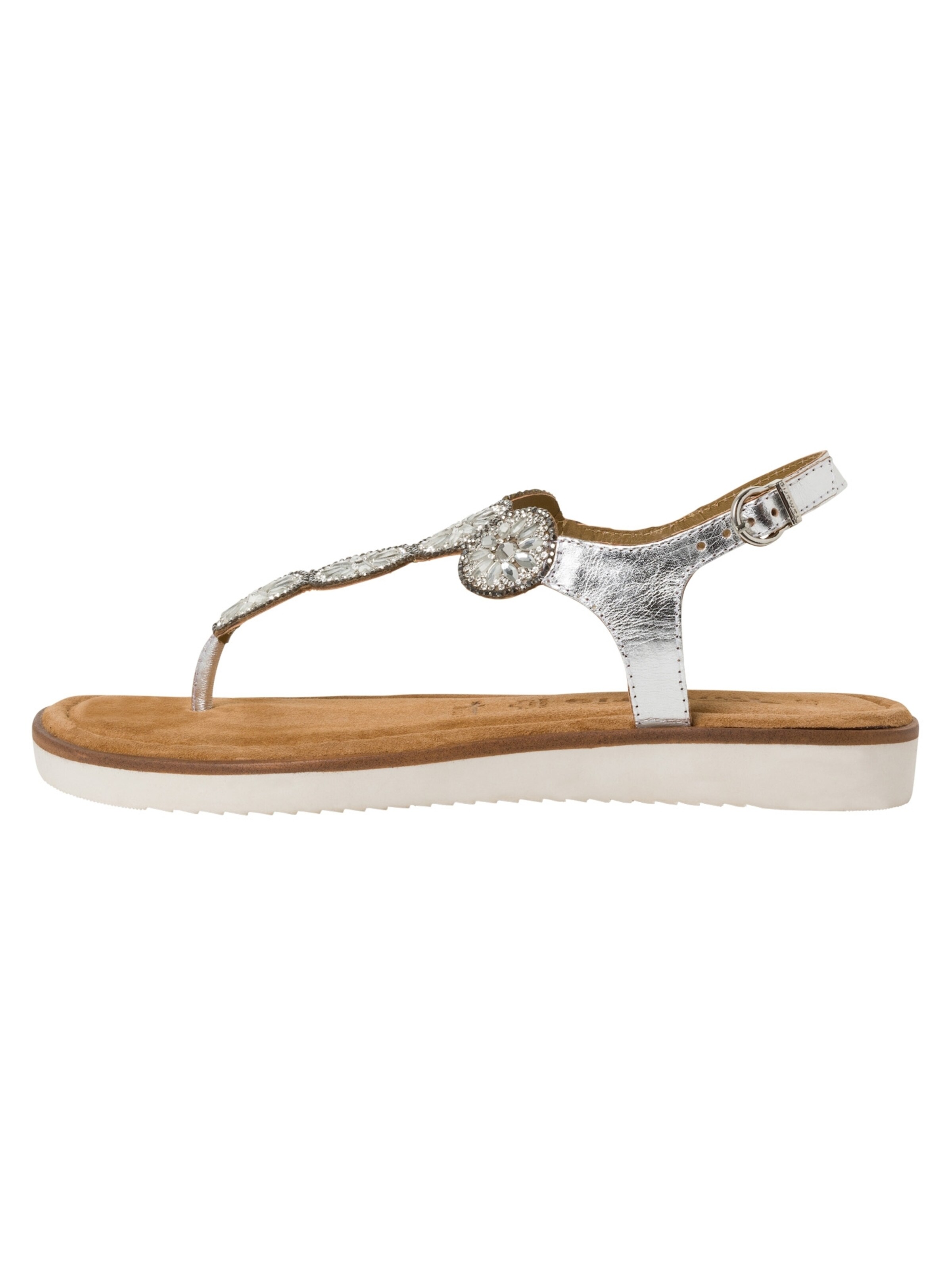 Tamaris T-Bar Sandals in Silver