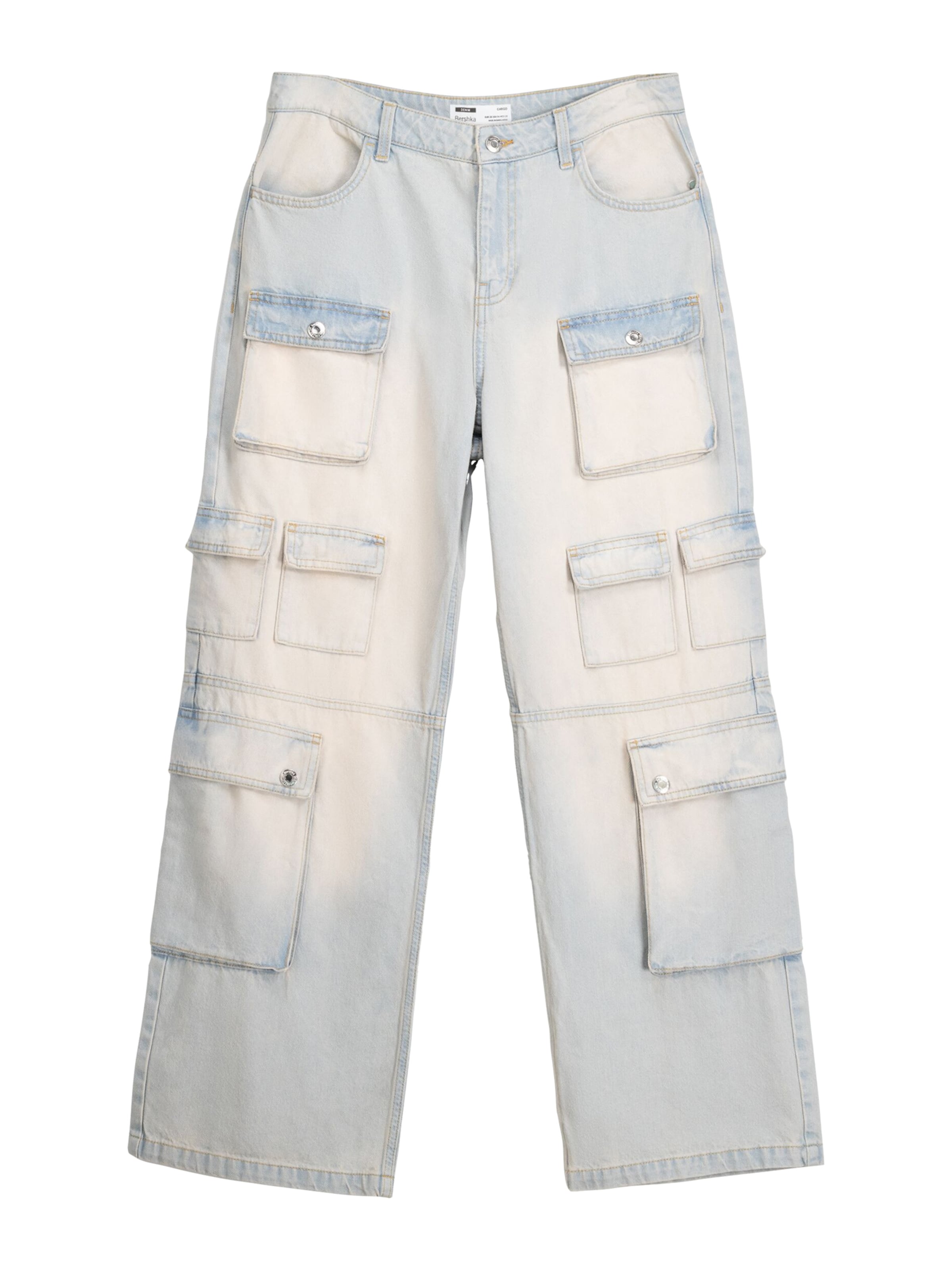 Bershka Szeroka nogawka Bojówki w kolorze niebieski: przód