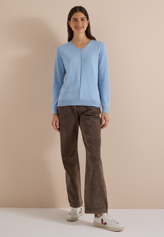 CECIL Basic Pullover mit V-Neck in Unifarbe in Blau