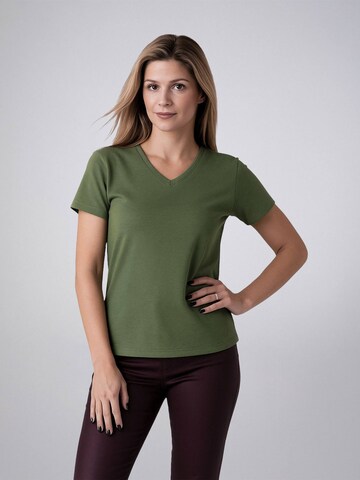 LEAFLETIC Shirt 'Leafletic Women’s Short Sleeve V-Neck T-shirt' in Groen