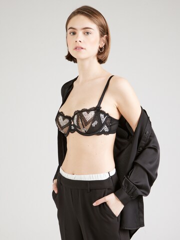 Boux Avenue Balconette Bra 'AMORE' in Black: front
