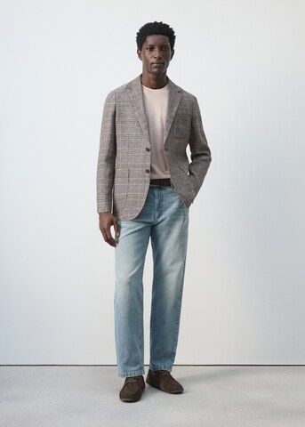 MANGO MAN Slim fit Suit Jacket 'Nella' in Brown