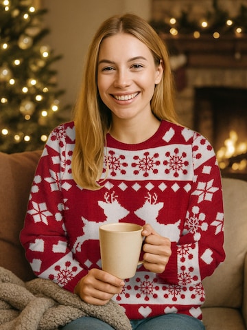 United Labels Sweater 'Weihnachtspullover Rentiere' in Red