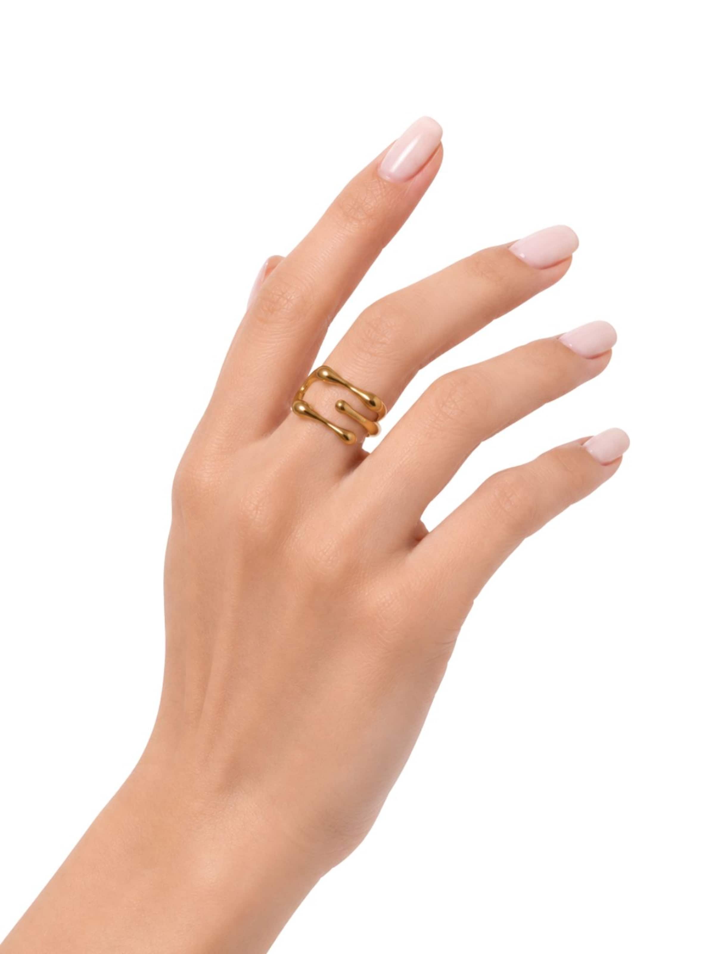 Fräulein Wunder Ring 'Ring Bones Edelstahl'‌‌‌‌‌‌‌‌‌ in Gold: Vorderseite