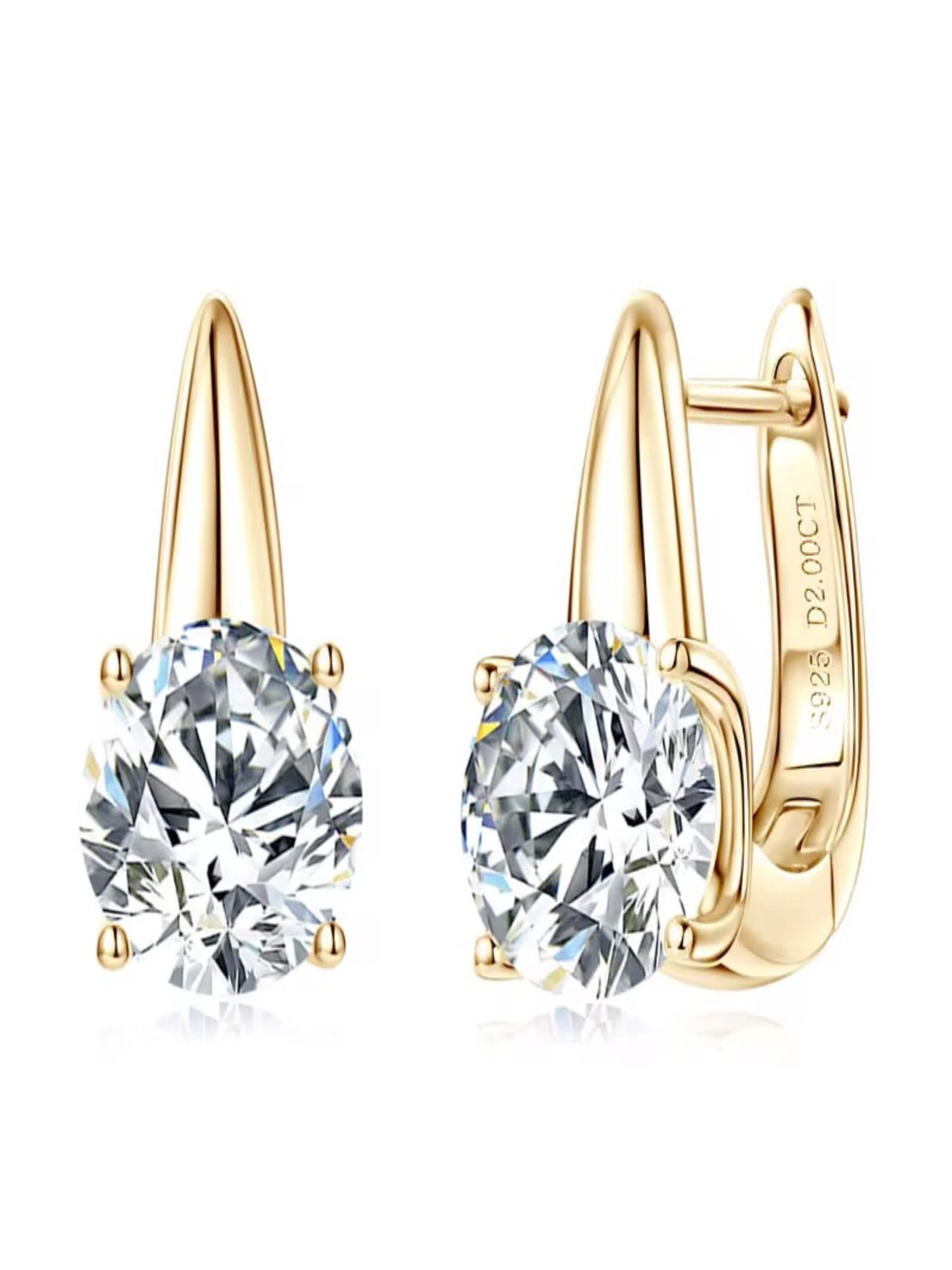 ROUGEMONT Jewellery Ohrringe 'Moissanit Creolen Ohrringe 925 sterling Silber'‌‌‌ in Gold: Vorderseite